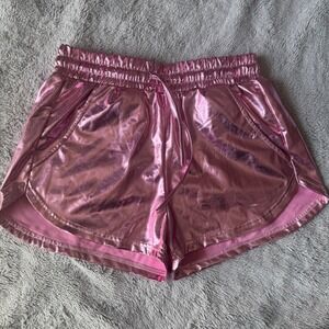 Pink Metallic Shiny Dolphin Shorts Womens Medium Rave Festival Dance Liquid Look